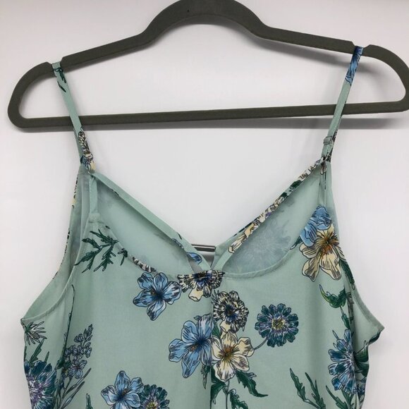 Kismet Light Teal Green Floral Keyhole Neck Camisole Tank Top size M - Picture 10 of 16